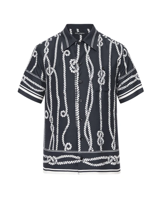 Dolce&Gabbana Рубашка Hawaii из шелка в морском принте - Артикул: G5JH9T-HI143