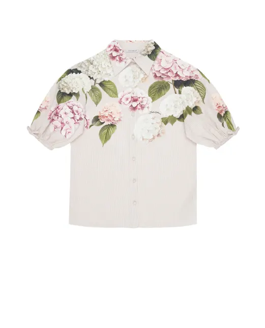 Dolce&Gabbana Детская блуза с принтом в виде гортензий - Артикул: L56S23-FI5NR-B
