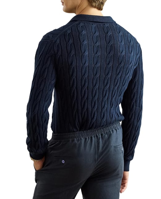 Ralph Lauren Purple Label Свитер-поло из хлопка и шелка - Артикул: 790P03428003