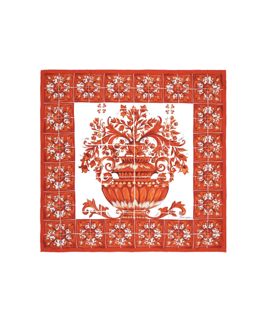 Dolce&Gabbana Платок из шелка в принте Майолика - Артикул: FN090R-GDDU6