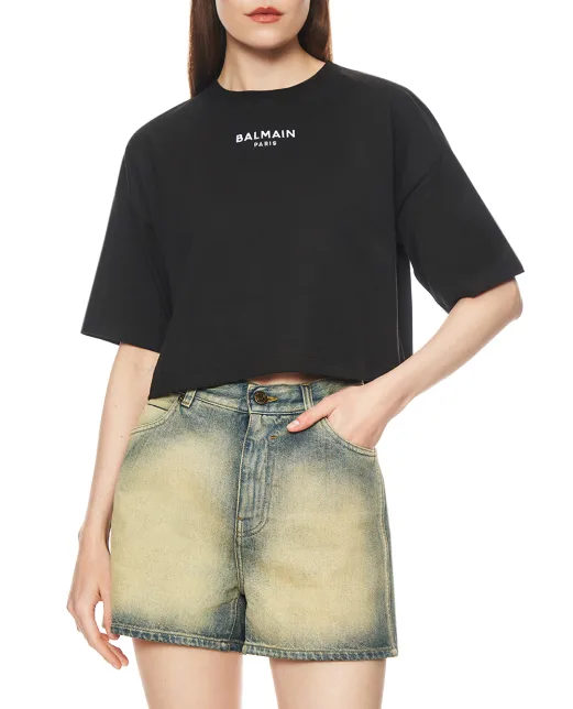 Balmain Футболка з вишивкою Balmain Paris - Артикул: HF1EE145BD10