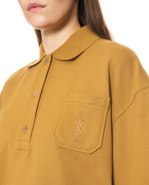 Saint Laurent Поло з вишивкою CASSANDRE - Артикул: 873300-Y38BN