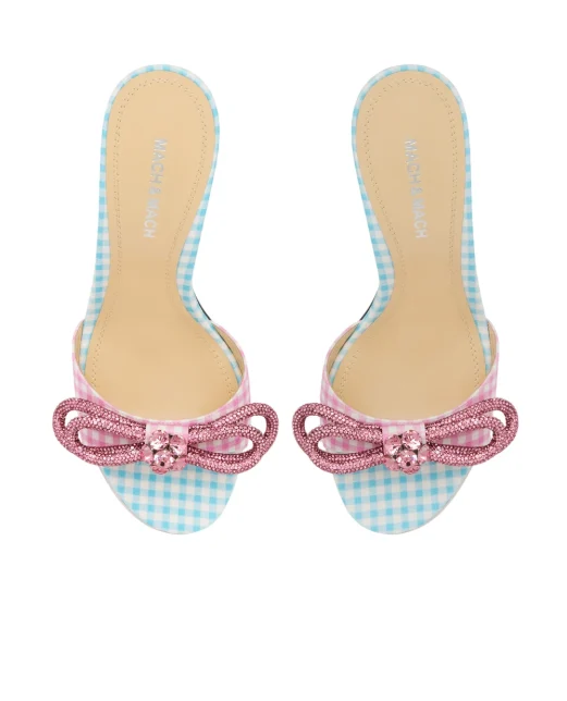 Mach&Mach Мюли в клетку Double Bow 85 - Артикул: SS26-S0790-85-VIC-C18