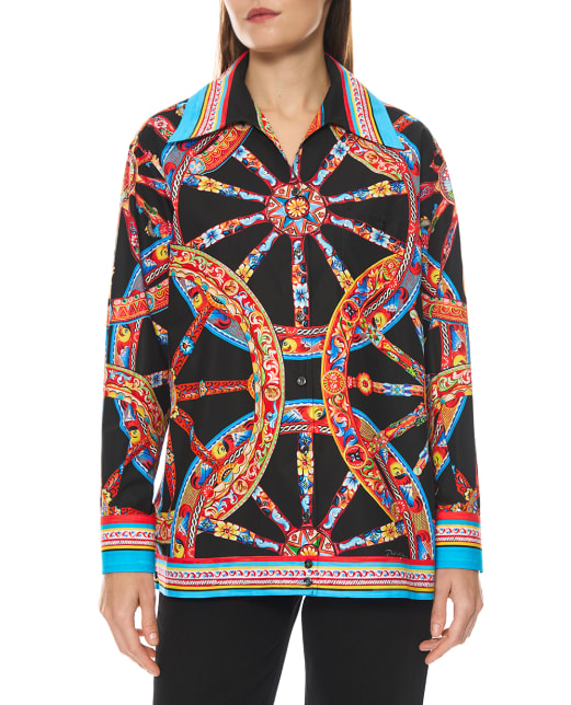 Dolce&Gabbana Рубашка Hawaii из поплина в принте Carretto - Артикул: F5M82T-GDDTE