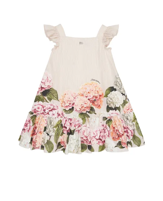 Dolce&Gabbana Детское платье с принтом в виде гортензий - Артикул: L54DN6-FI5NR-B