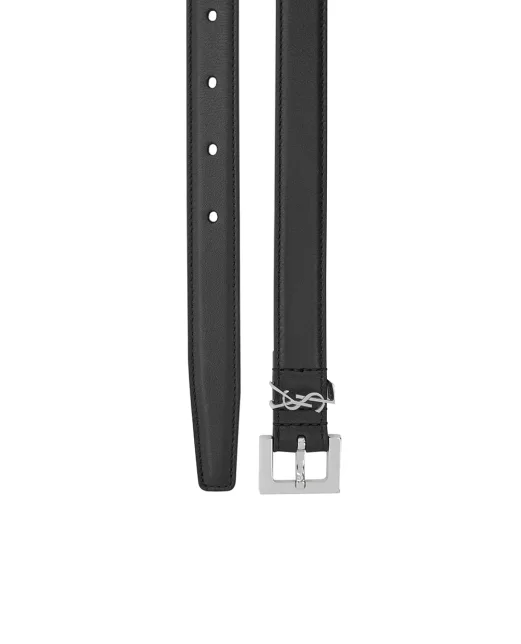 Saint Laurent Тонкий ремень Cassandre из гладкой кожи - Артикул: 554465-BOO0N