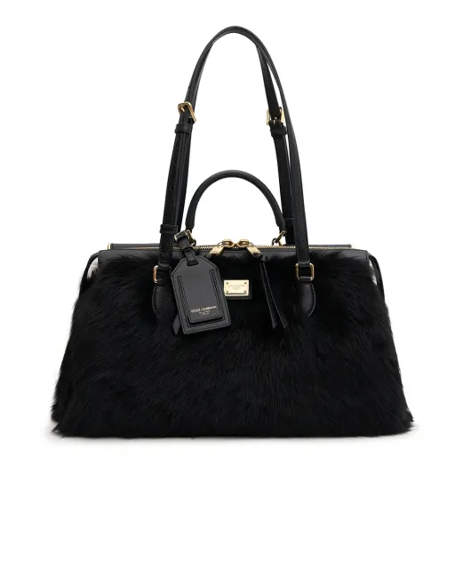 Dolce&Gabbana Сумка-тоут Vittoria из телячьей кожи и меха овчины - Артикул: BB7844-AX911