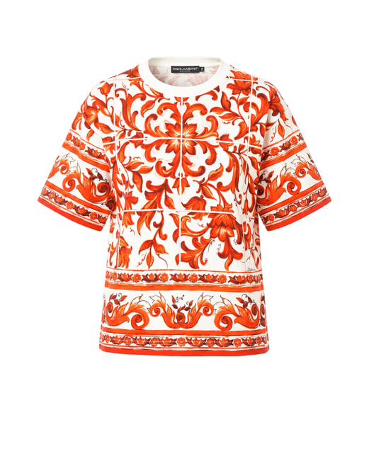 Dolce&Gabbana Футболка в принт Майолика - Артикул: F8U10T-GDDT5