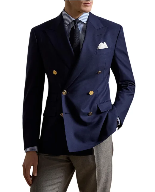 Ralph Lauren Purple Label Пиджак двубортный ручной работы от Gregory из шерсти - Артикул: 798765810001