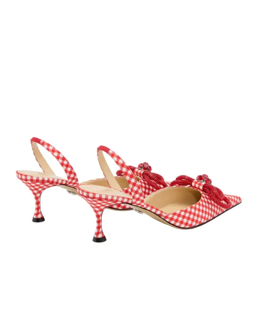 Mach&Mach Туфли-слингбэк Double Bow Red Gingham - Артикул: SS26-S1133-65-VIC-RED-R