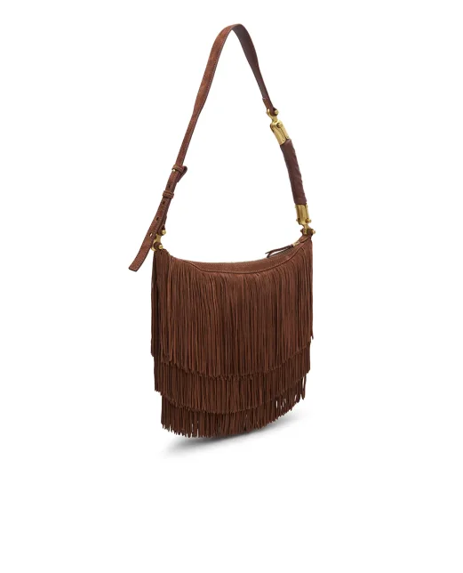 Balmain Сумка Ébène Hobo із замші з бахромою - Артикул: GN0BT053LWSF