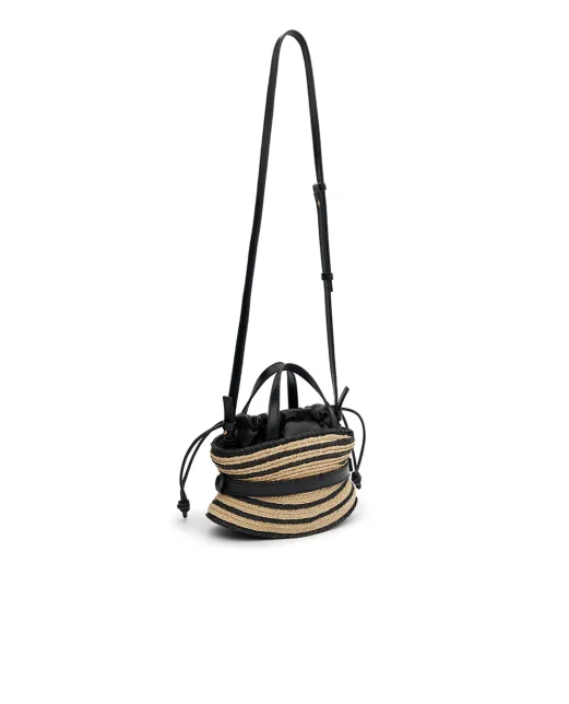 Balmain Сумка Shuffle Mini з гладкої шкіри та рафії - Артикул: HN1DP017TRBM