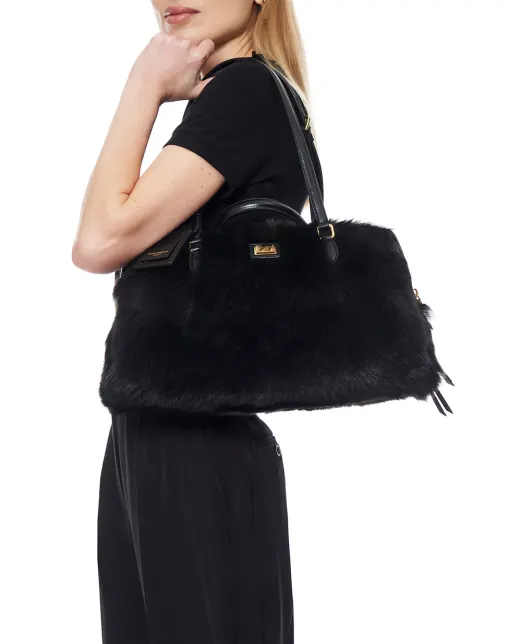 Dolce&Gabbana Сумка-тоут Vittoria из телячьей кожи и меха овчины - Артикул: BB7844-AX911
