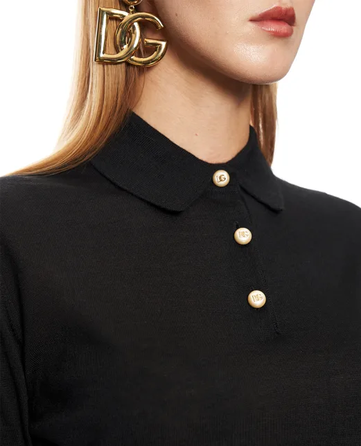 Dolce&Gabbana Поло с длинным рукавом из кашемира - Артикул: FXZ59T-JBW24
