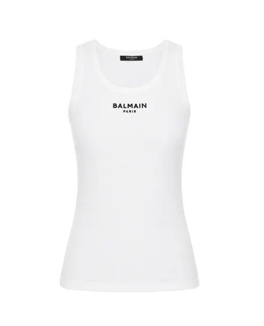 Balmain Майка з вишивкою Balmain Paris - Артикул: HF1EB075BD10