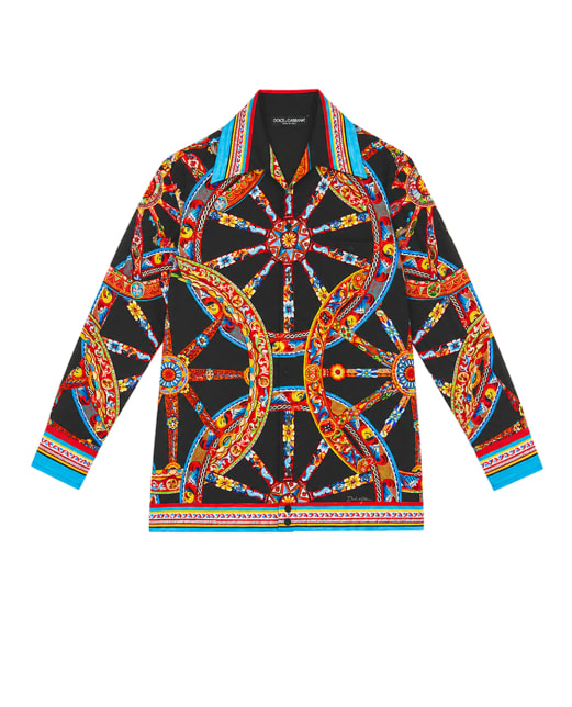 Dolce&Gabbana Рубашка Hawaii из поплина в принте Carretto - Артикул: F5M82T-GDDTE