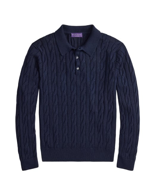 Ralph Lauren Purple Label Свитер-поло из хлопка и шелка - Артикул: 790P03428003