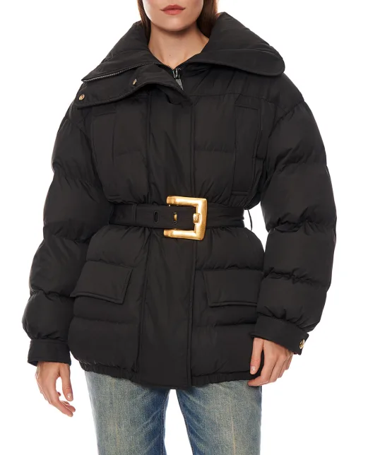 Balmain Пуховик з поясом - Артикул: HF1TQ040XK09