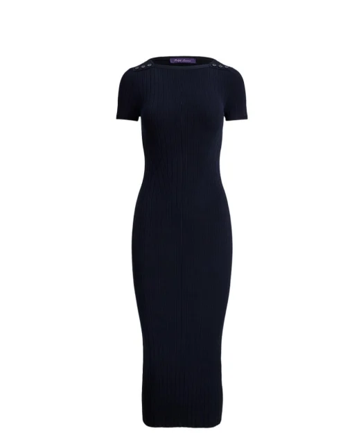 Ralph Lauren Collection Платье Dustan из шелковой смеси в рубчик - Артикул: 290P08734001