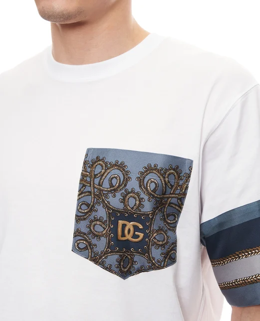 Dolce&Gabbana Футболка з шовком та принтом - Артикул: G8SB2T-G7PZK