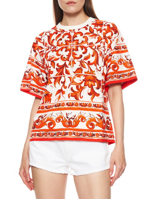 Dolce&Gabbana Футболка в принт Майолика - Артикул: F8U10T-GDDT5