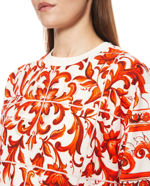Dolce&Gabbana Футболка в принт Майолика - Артикул: F8U10T-GDDT5
