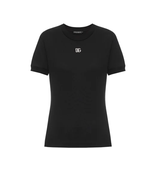 Dolce&Gabbana Футболка з логотипом із кристалів - Артикул: F8N08Z-G7B3U
