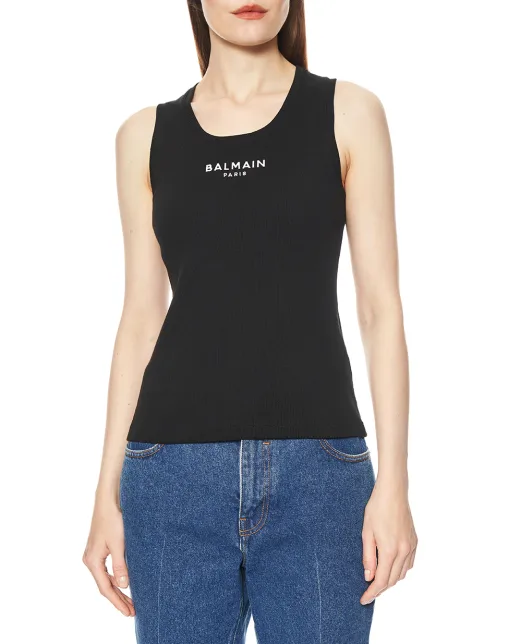 Balmain Майка з вишивкою Balmain Paris - Артикул: HF1EB075BD10