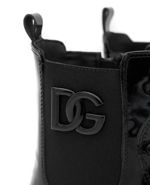 Dolce&Gabbana Детские кожаные лакированные ботильоны - Артикул: D11360-A9A81-L