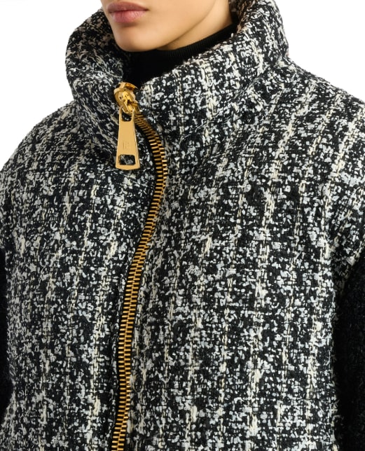 Balmain Пуховик із твіду з вовною - Артикул: HF1TP140MI65
