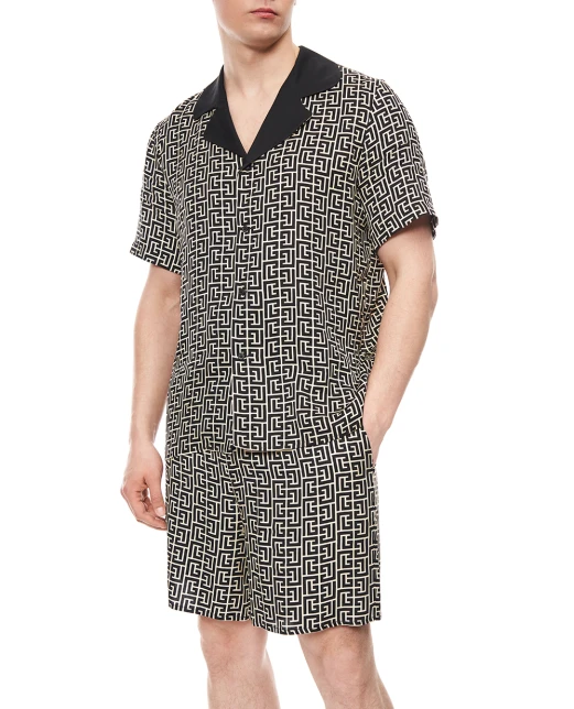 Balmain Рубашка в принт монограмма PB - Артикул: GH1HN133VI36