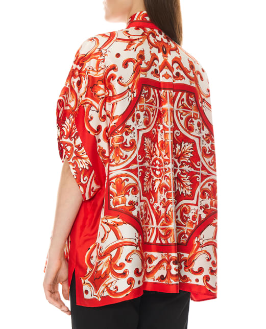 Dolce&Gabbana Рубашка из шелка в принте Майолика - Артикул: F5T52T-GDDRE