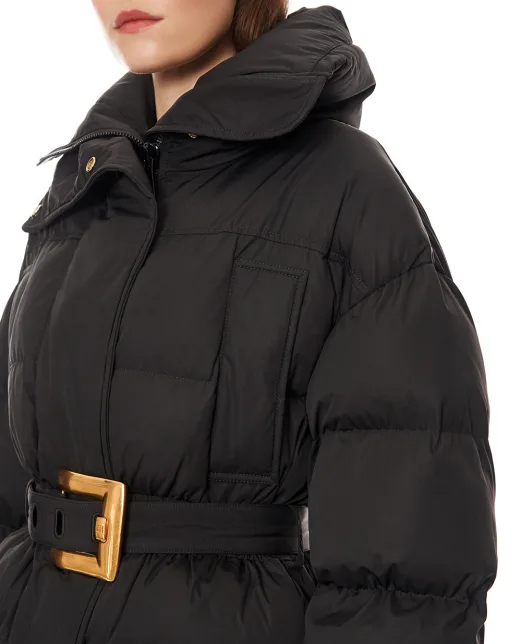 Balmain Пуховик з поясом - Артикул: HF1TQ040XK09