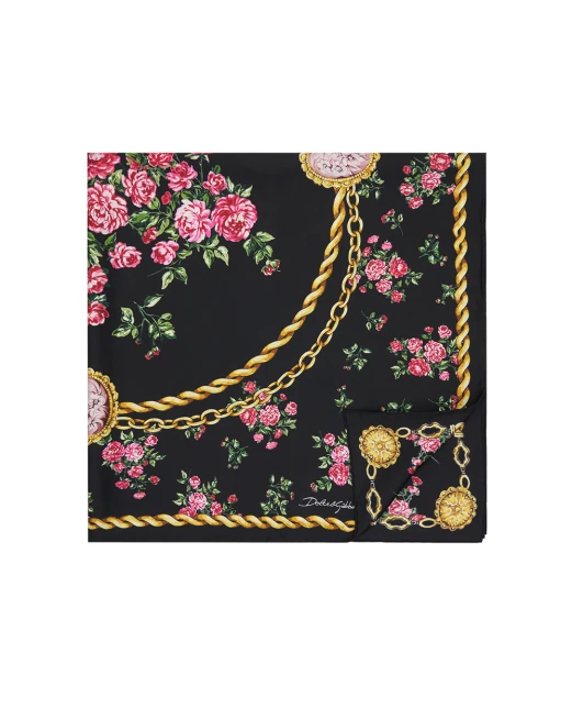 Dolce&Gabbana Платок из шелка в цветочный принт - Артикул: FN090R-GDDLM