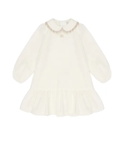 Dolce&Gabbana Детское платье из гладкого бархата с трусиками-кюлотами - Артикул: L24DM2-FUVJY