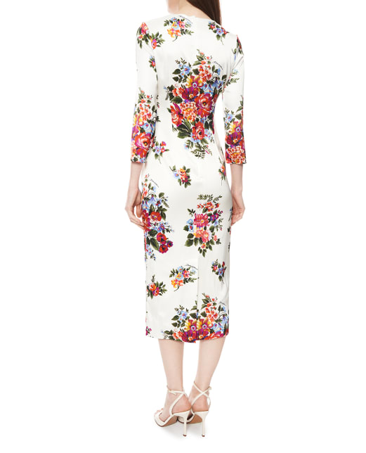 Dolce&Gabbana Сукня-футляр з атласу з квітковим принтом - Артикул: F612VT-FSICE