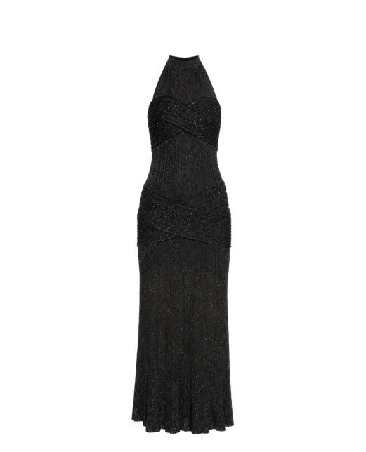 Balmain Сукня з паєтками з відкритою спиною - Артикул: HF1RPB85KK09