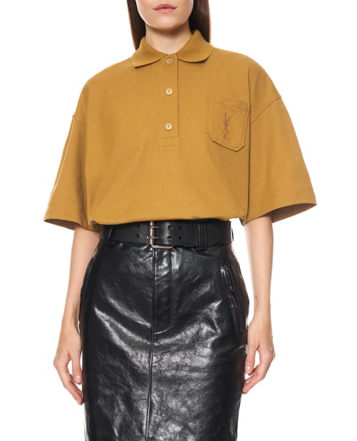 Saint Laurent Поло з вишивкою CASSANDRE - Артикул: 873300-Y38BN