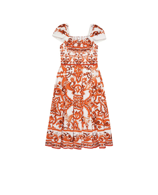 Dolce&Gabbana Детское платье в принте Майолика - Артикул: L54DT6-G7P4J-B
