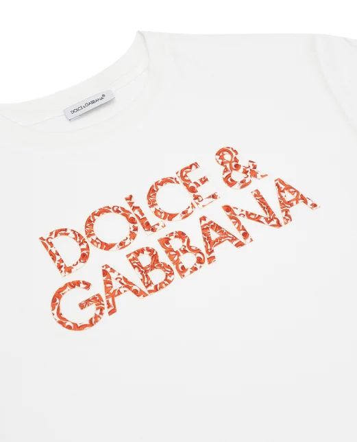 Dolce&Gabbana Дитяча футболка з принтом Майоліка - Артикул: L5JTNL-G7P4H-B