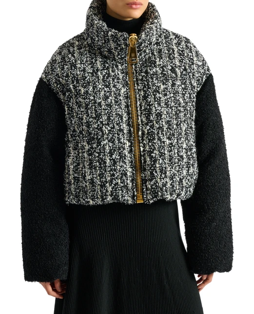 Balmain Пуховик із твіду з вовною - Артикул: HF1TP140MI65
