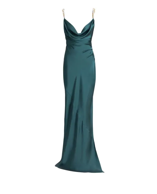 Balmain Сукня з вишитими бретелями з шовку - Артикул: HF1RN455PD53